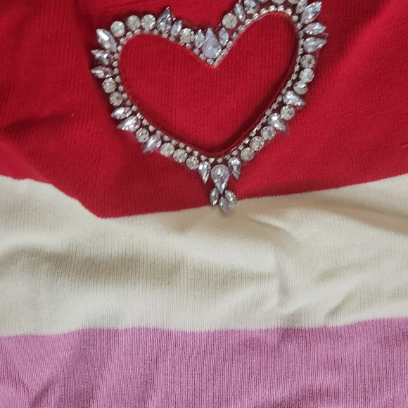 Timing Color Block Red, Pink, and Cream Striped Knit Midi Skirt Set - Picture 5 of 12